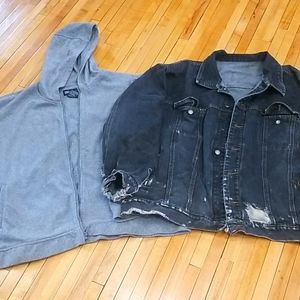 Men's 2XL Denim Jacket w/ Sweatshirt